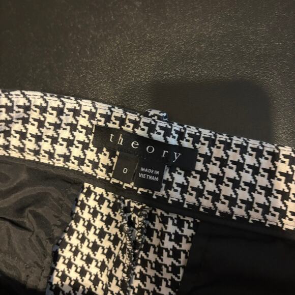 Theory Womens Pants Size 0 Houndstooth Straight Slim Trousers Work Office Career - Picture 6 of 7